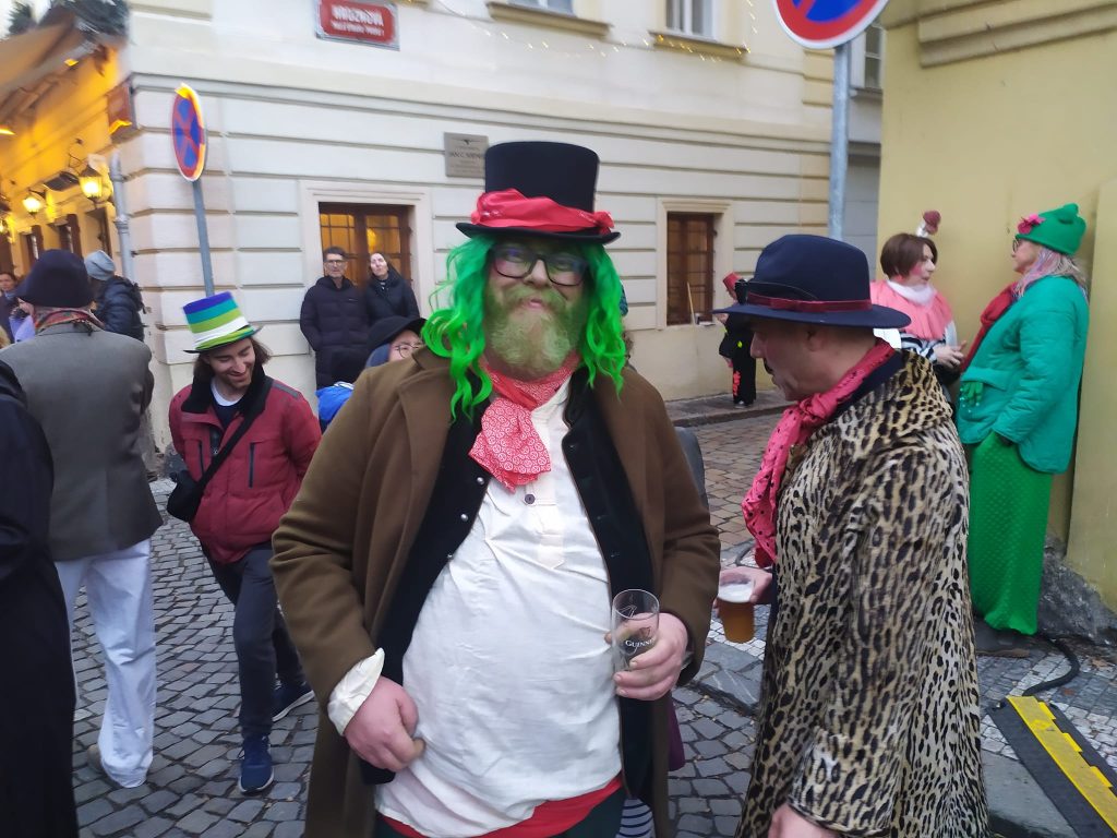 Man dressed as a vodník at a pre-Lent festival at Kampa