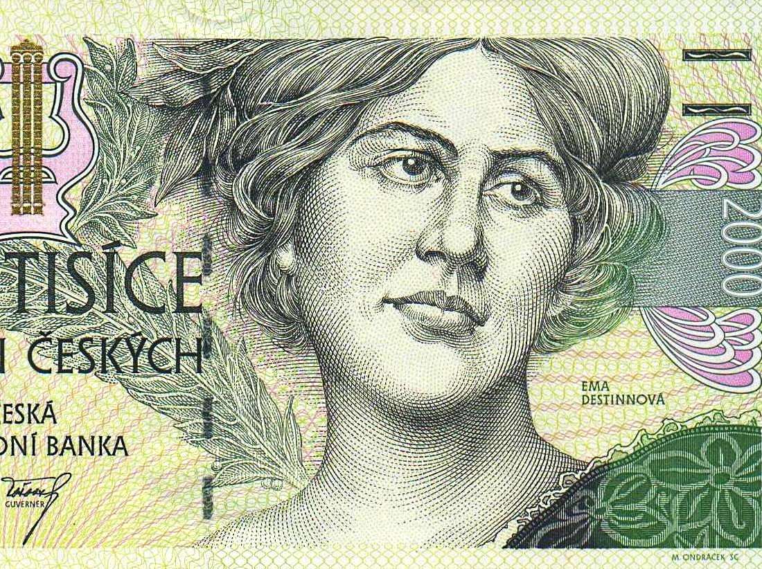 Ema Destinnová on the 2,0000 crown note magic bohemia tarot of prague