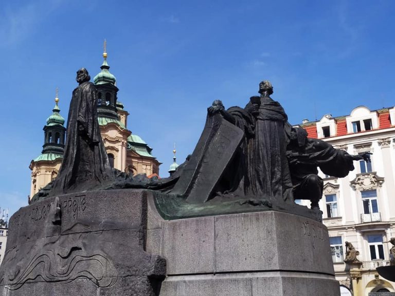 Jan Hus Memorial by Ladislav Šaloun in Old Town Square magic prague