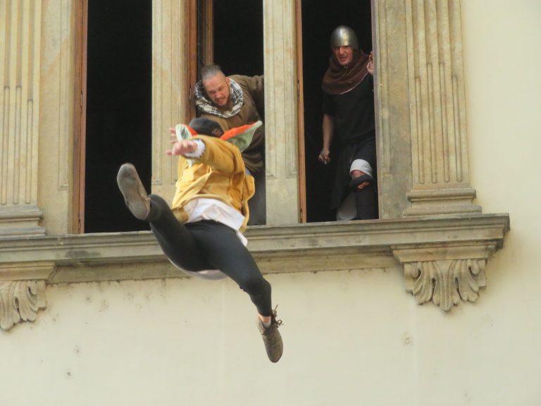 Re-enactment of the defenestration