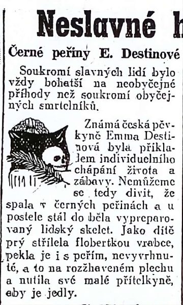Tabloid article about Ema Destinnová magic bohemia tarot of prague